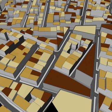 Çizgi film kasaba kuş gözü görünümü kentsel arka plan