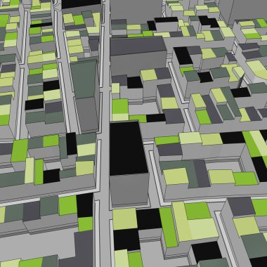 Çizgi film kasaba kuş gözü görünümü kentsel arka plan