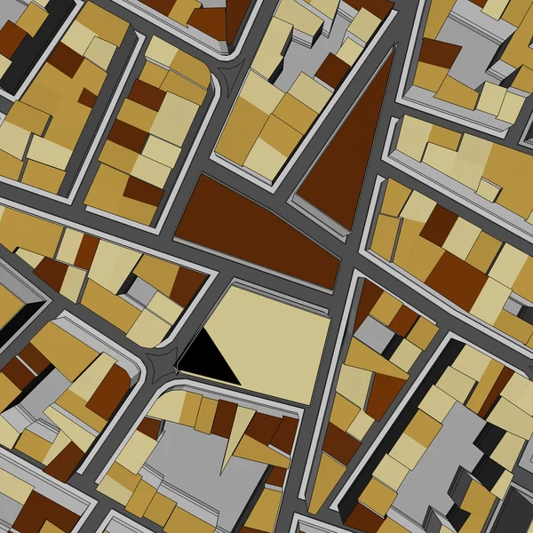 Мультфильм город с высоты птичьего полета — стоковое фото