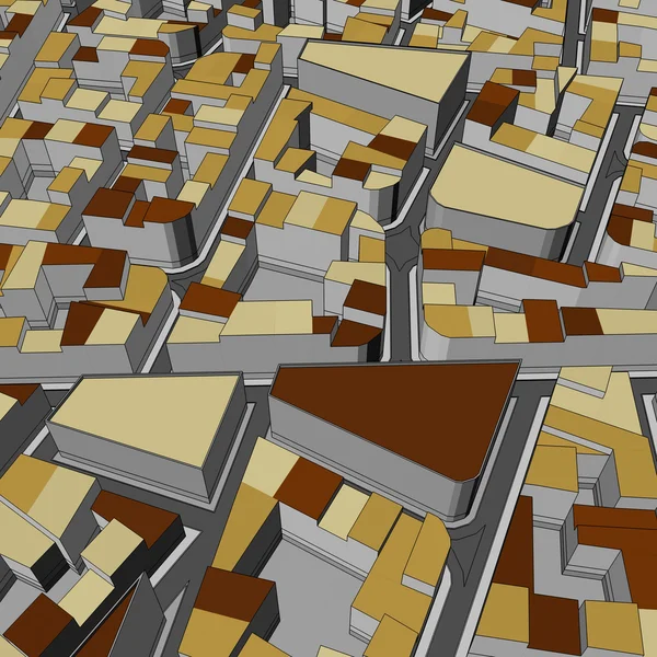 Мультфильм город с высоты птичьего полета — стоковое фото