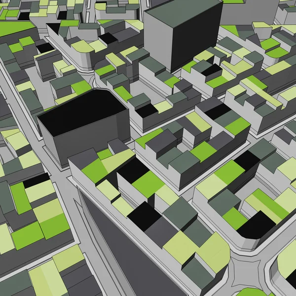 Dessin animé ville oiseau vue arrière-plan urbain — Photo