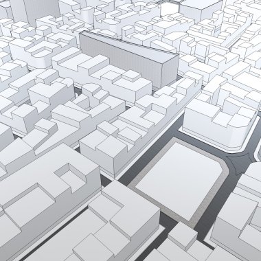 Çizgi film kasaba kuş gözü görünümü kentsel arka plan