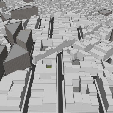 Çizgi film şehri kuş bakışı manzaralar kentsel