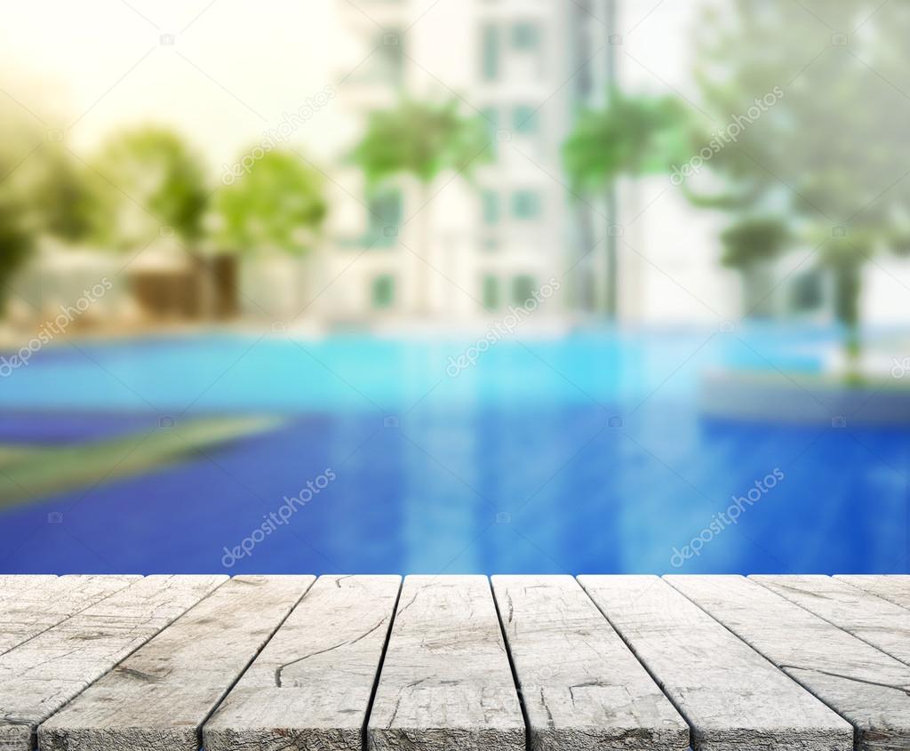 wood Table Top Background and Pool