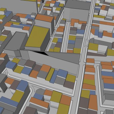 Çizgi film kasaba kuş gözü görünümü kentsel arka plan