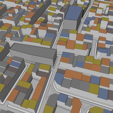 Çizgi film kasaba kuş gözü görünümü kentsel arka plan