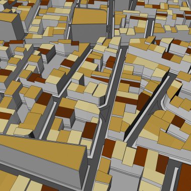 Çizgi film kasaba kuş gözü görünümü kentsel arka plan