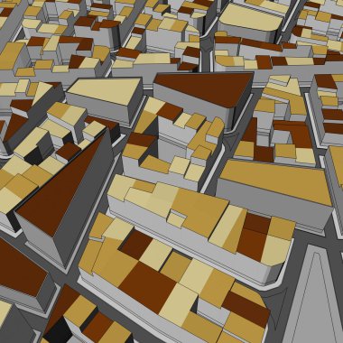 Çizgi film kasaba kuş gözü görünümü kentsel arka plan