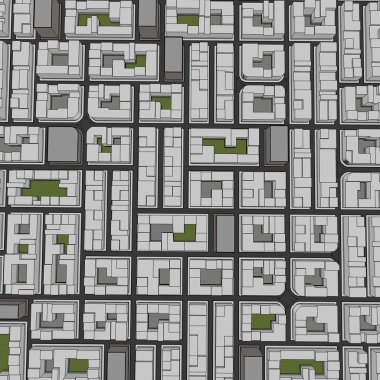 Çizgi film şehri kuş bakışı manzaralar kentsel