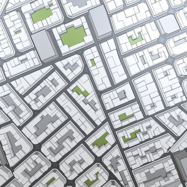 Çizgi film şehri kuş bakışı manzaralar kentsel