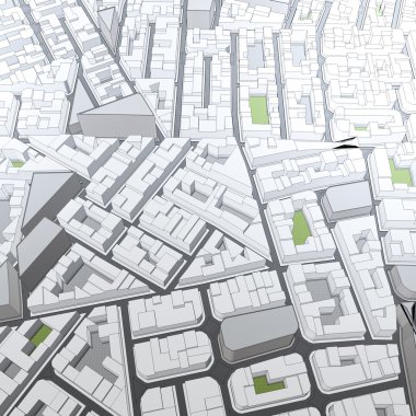 Çizgi film şehri kuş bakışı manzaralar kentsel