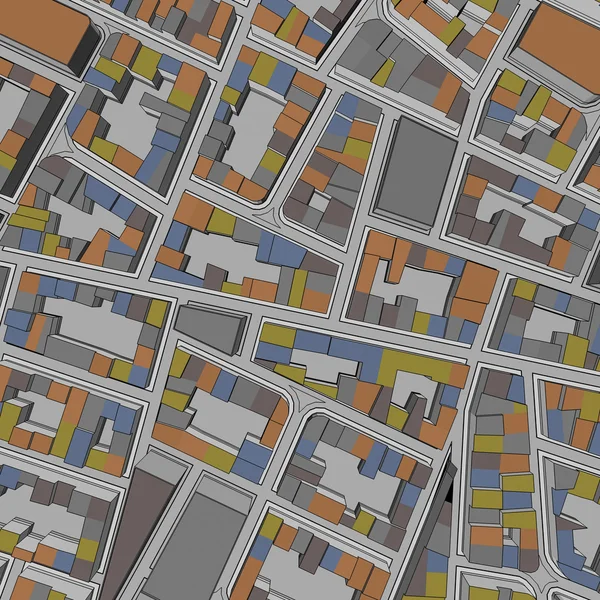 Çizgi film kasaba kuş gözü görünümü kentsel arka plan