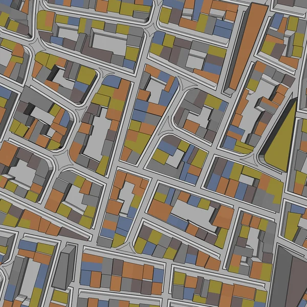 Çizgi film kasaba kuş gözü görünümü kentsel arka plan — Stok fotoğraf