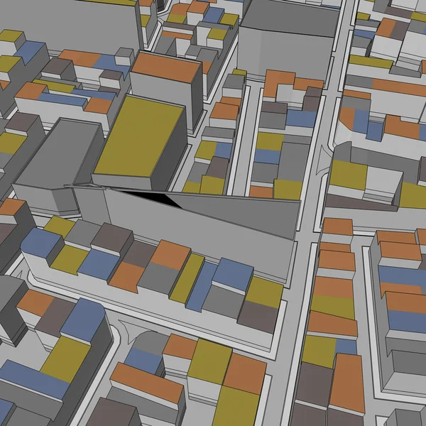 Çizgi film kasaba kuş gözü görünümü kentsel arka plan