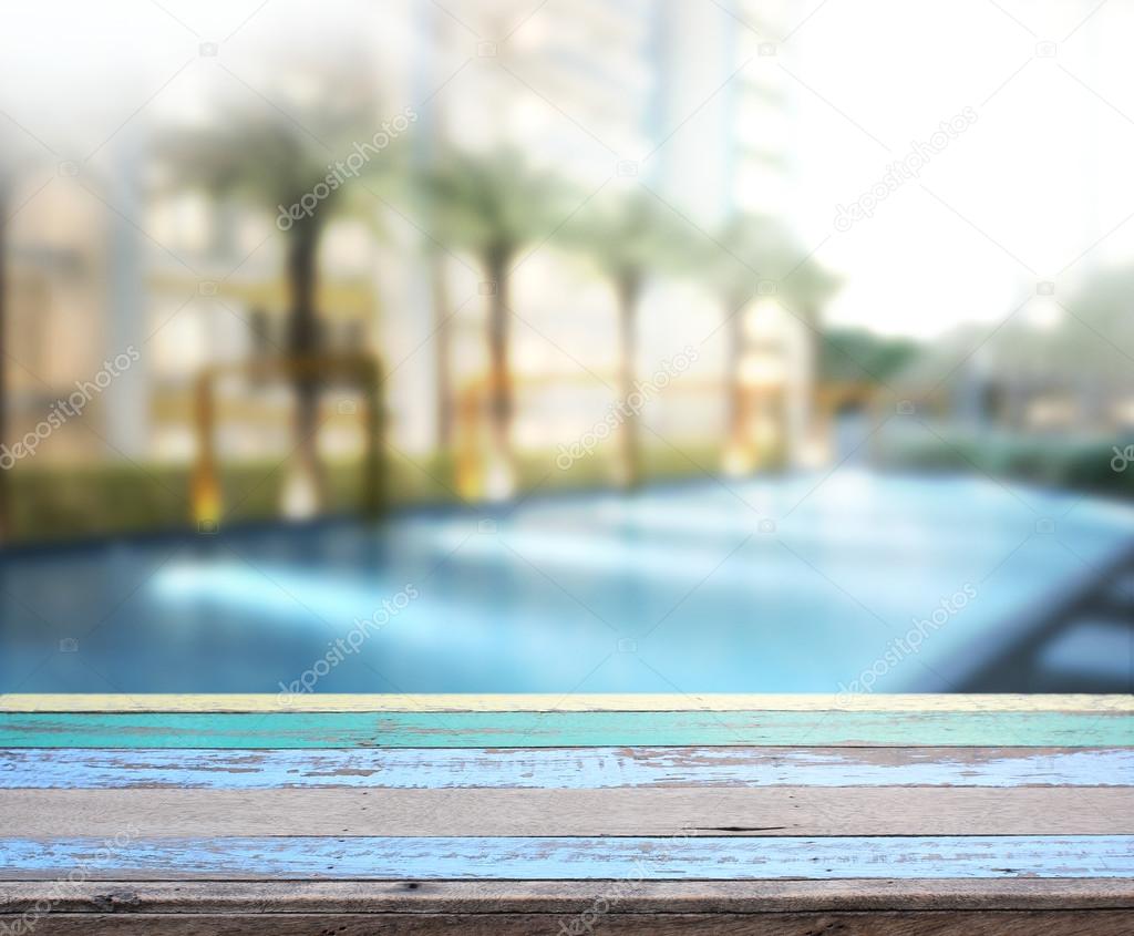Wood Table Top Background And Pool