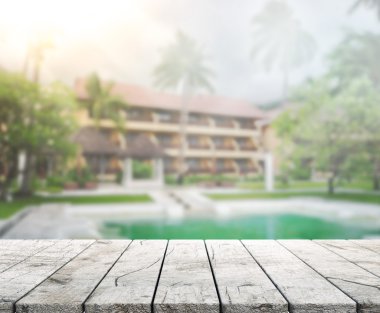 Top masa ve bina, arka plan bulanıklık