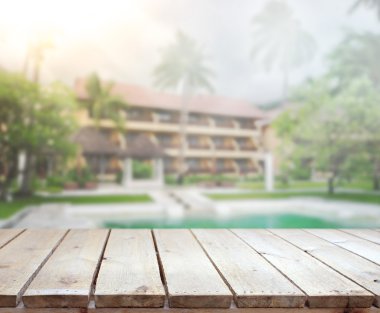 Top masa ve bina, arka plan bulanıklık