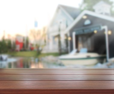 Top masa ve bina, arka plan bulanıklık