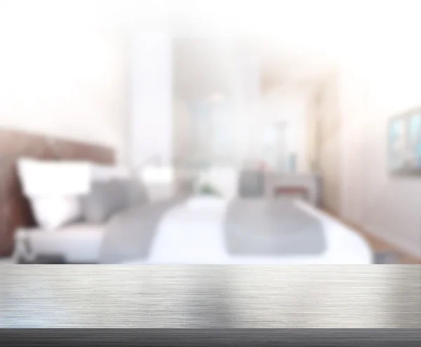 Table Top And Blur Background In Bedroom — Stock Photo, Image