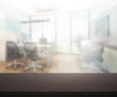 Bulanıklık arka planda Office ahşap masa