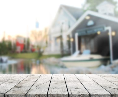 Top masa ve bina, arka plan bulanıklık