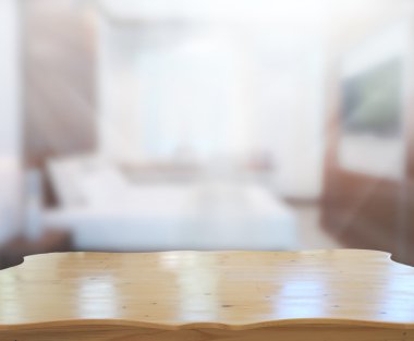 Masa üstü ve bulanıklık arka planda yatak odası