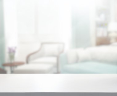 Masa üstü ve bulanıklık arka planda yatak odası