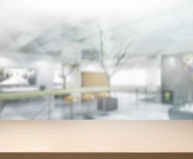 Bulanıklık arka planda Office ahşap masa