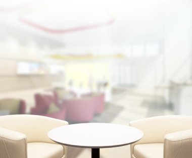 Bulanıklık arka planda Office ahşap masa