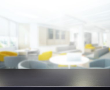 Bulanıklık arka planda Office ahşap masa