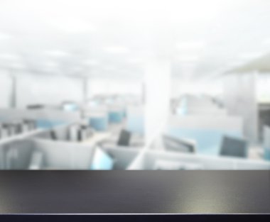 Bulanıklık arka planda Office ahşap masa