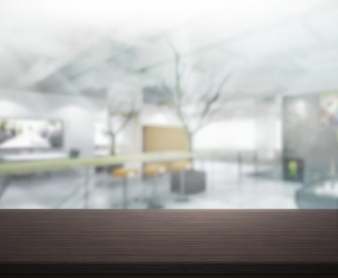 Bulanıklık arka planda Office ahşap masa