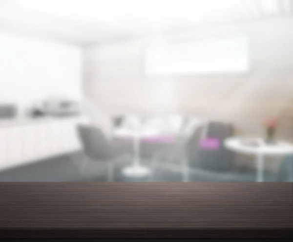 Wood Table Of Blur Background in Office — Stock Photo, Image