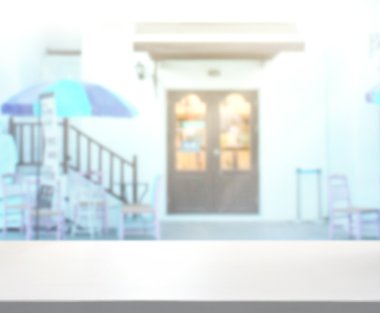 Top masa ve bina, arka plan bulanıklık