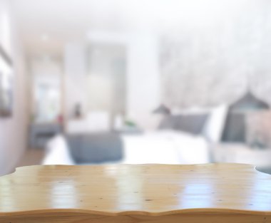 Masa üstü ve bulanıklık arka planda yatak odası