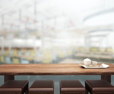 Top masa ve bina, arka plan bulanıklık