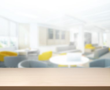 Bulanıklık arka planda Office ahşap masa