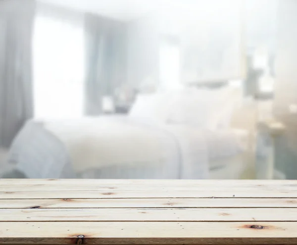 Latar Belakang Tabel Top Dan Blur Di Kamar Tidur — Stok Foto