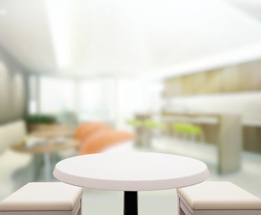 Top masa ve bina, arka plan bulanıklık