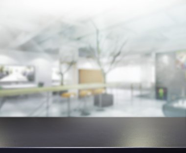 Bulanıklık arka planda Office ahşap masa