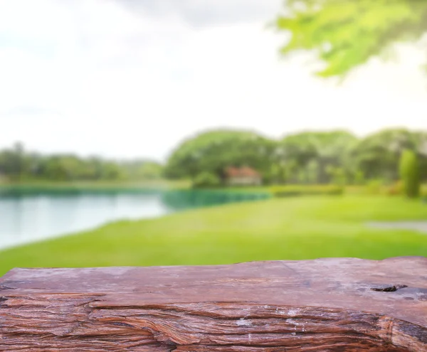 Bordsskivan och oskärpa natur bakgrund — Stockfoto