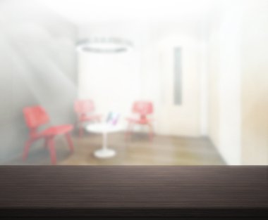 Bulanıklık arka planda Office ahşap masa