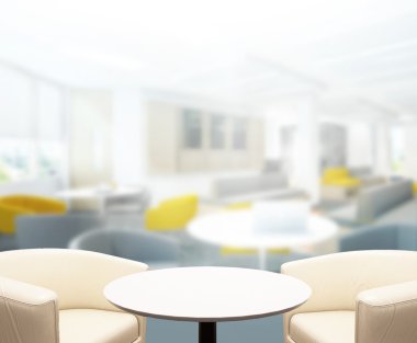 Bulanıklık arka planda Office ahşap masa