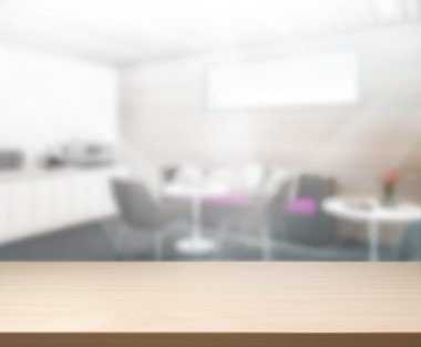 Bulanıklık arka planda Office ahşap masa