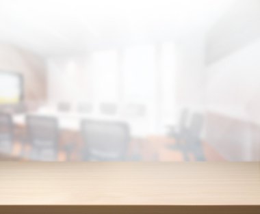 Bulanıklık arka planda Office ahşap masa