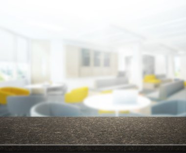 Bulanıklık arka planda Office ahşap masa