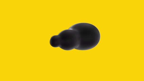 Black Metaball Bubble Blob Abstract Lava Lamp Effect Yellow Background — Stock Video