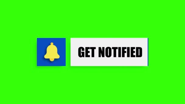 Werde Benachrichtigt Symbol Social Media Alarmglocke Ein Benachrichtigungssymbol Grünen Bildschirm — Stockvideo