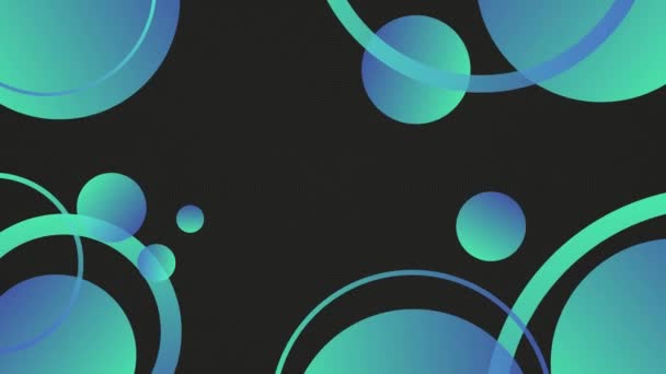 Blauwe Cirkels Concentrische Overhead Zwarte Achtergrond Stuiteren Abstracte Geometrische — Stockvideo
