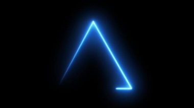 Mavi elektrikli ışık üçgeni kenar neon pankart çerçeve canlandırması